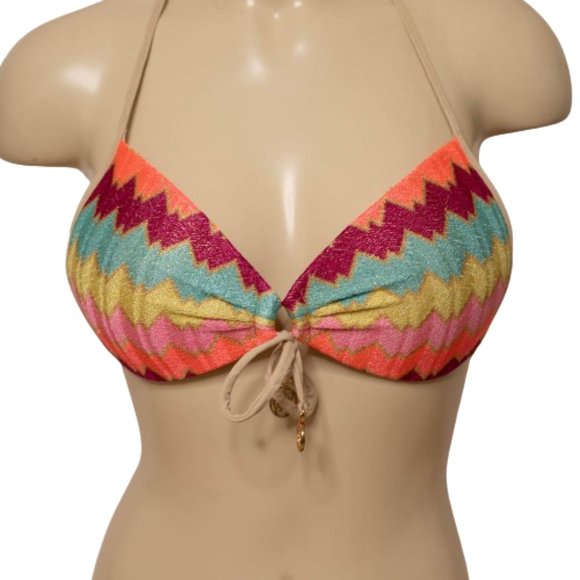 Luli Fama Other - Luli Fama String Bikini Top Padded Push Up Chevron Size S
